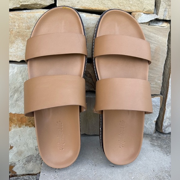Madewell The Charley double strap slide leather sandal in Desert Camel Sz-10.5 I - Picture 6 of 14